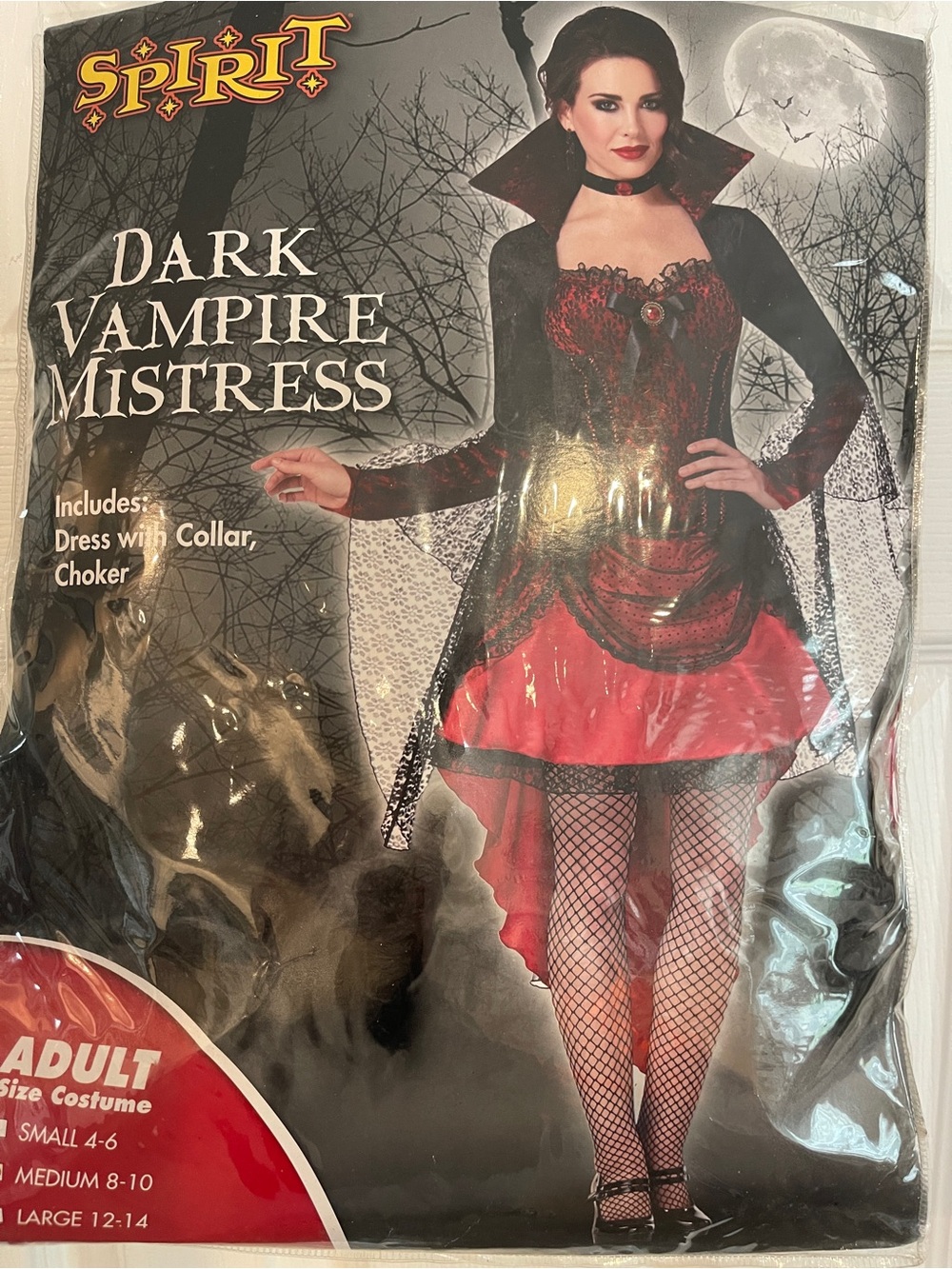 Spirit Dark Vampire Mistress Costume - Red & Black Sz: M 8-10) NIB